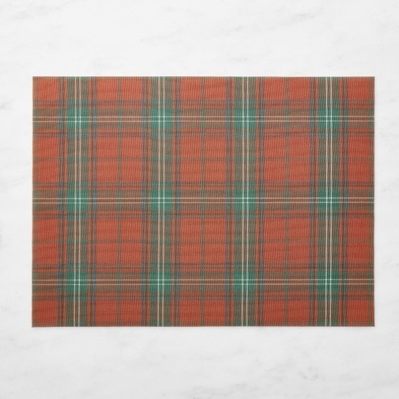 New Williams Sonoma Chilewich Basketweave Rectangle Tartan Placemats, Red - Picture 1 of 1
